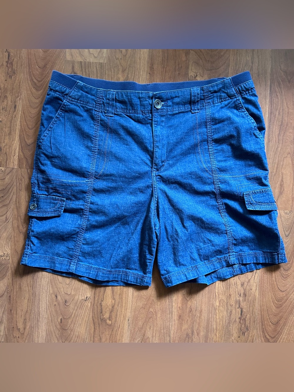 Style & Co Womens Shorts Size 16 Blue Elastic Waist Pockets